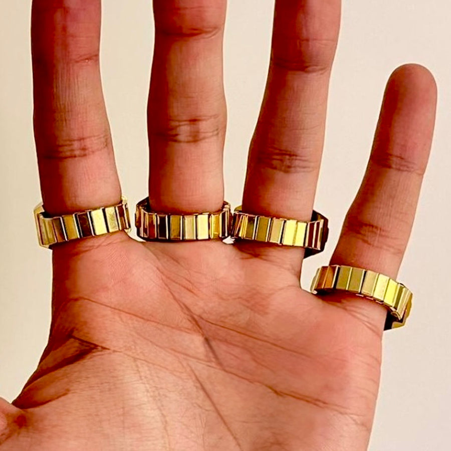 Gold Square Dial Watch Ring