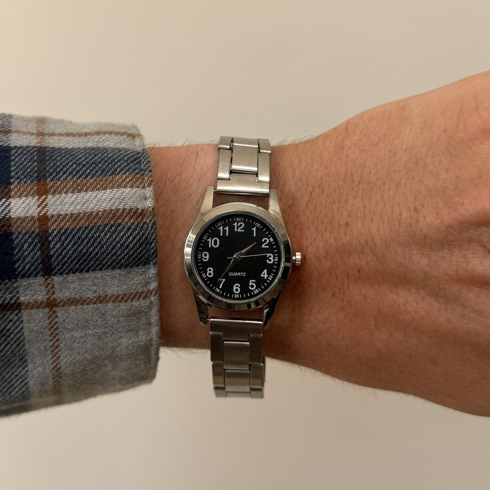Silver Black Dial Watch