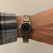 Silver Black Dial Watch