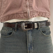 Silver Buckle Western Belt