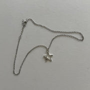 Y2K Vintage Silver Double Star Necklace 19 inches