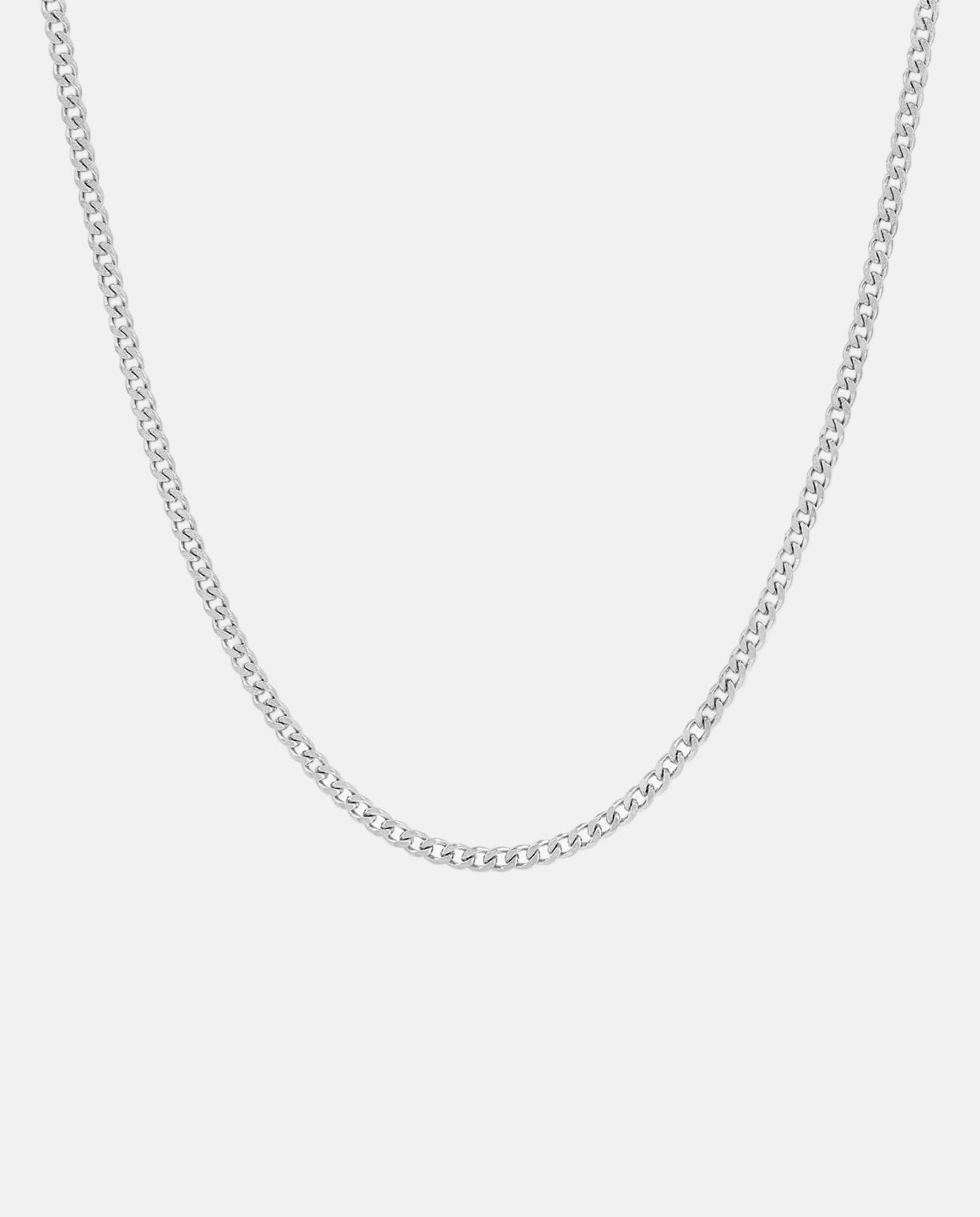 Silver Tone Curb Chain Necklace - Rynor